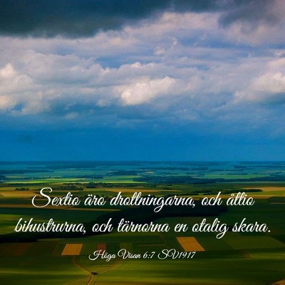 Picture 03 - Höga Visan 6:7 SV1917 - Sextio äro drottningarna, och åttio - Bible Verse Picture