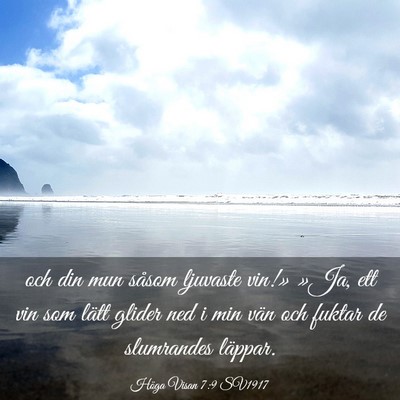Picture 03 - Höga Visan 7:9 SV1917 - och din mun såsom ljuvaste vin!» »Ja, ett vin - Bible Verse Picture