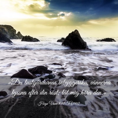 Picture 03 - Höga Visan 8:13 SV1917 - »Du lustgårdarnas inbyggerska, vännerna lyssna - Bible Verse Picture