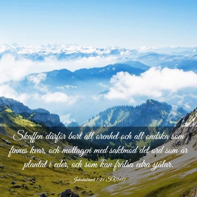Picture 03 - Jakobsbrevet 1:21 SV1917 - Skaffen därför bort all orenhet och all ondska - Bible Verse Picture