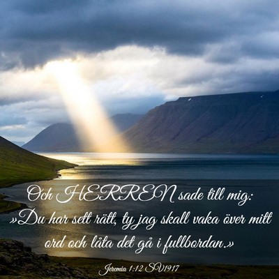 Picture 03 - Jeremia 1:12 SV1917 - Och HERREN sade till mig: »Du har sett rätt, ty - Bible Verse Picture