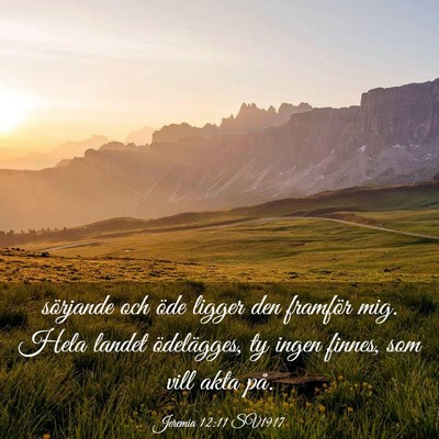 Picture 03 - Jeremia 12:11 SV1917 - sörjande och öde ligger den framför mig. Hela - Bible Verse Picture