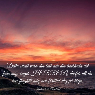 Picture 03 - Jeremia 13:25 SV1917 - Detta skall vara din lott och din beskärda del - Bible Verse Picture