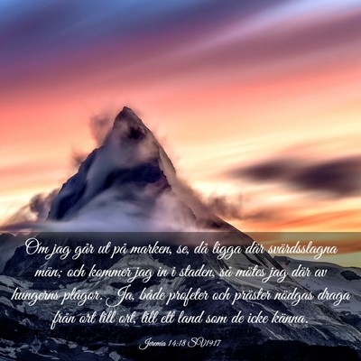 Picture 03 - Jeremia 14:18 SV1917 - Om jag går ut på marken, se, då ligga där - Bible Verse Picture