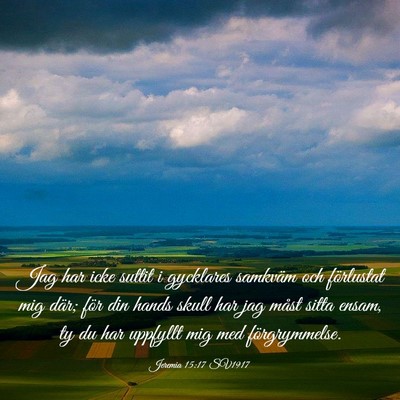 Picture 03 - Jeremia 15:17 SV1917 - Jag har icke suttit i gycklares samkväm och - Bible Verse Picture