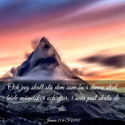 Picture 03 - Jeremia 21:6 SV1917 - Och jag skall slå dem som bo i denna stad, både - Bible Verse Picture