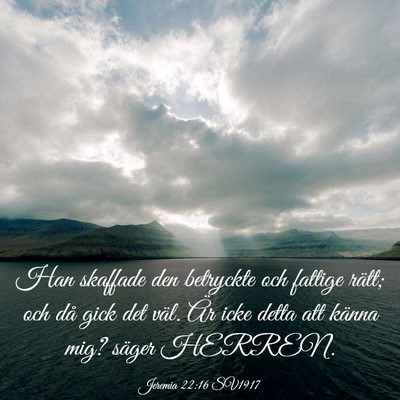 Picture 03 - Jeremia 22:16 SV1917 - Han skaffade den betryckte och fattige rätt; och - Bible Verse Picture