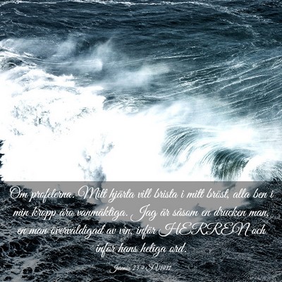 Picture 03 - Jeremia 23:9 SV1917 - Om profeterna. Mitt hjärta vill brista i mitt - Bible Verse Picture