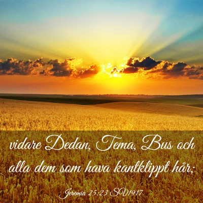 Picture 03 - Jeremia 25:23 SV1917 - vidare Dedan, Tema, Bus och alla dem som hava - Bible Verse Picture