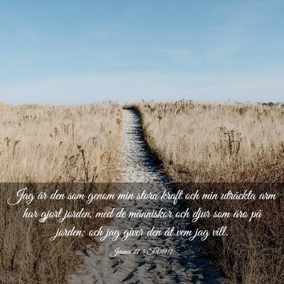 Picture 03 - Jeremia 27:5 SV1917 - Jag är den som genom min stora kraft och min - Bible Verse Picture