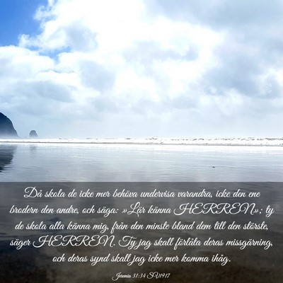 Picture 03 - Jeremia 31:34 SV1917 - Då skola de icke mer behöva undervisa varandra, - Bible Verse Picture