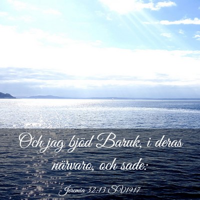 Picture 03 - Jeremia 32:13 SV1917 - Och jag bjöd Baruk, i deras närvaro, och - Bible Verse Picture