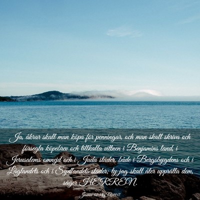 Picture 03 - Jeremia 32:44 SV1917 - Ja, åkrar skall man köpa för penningar, och - Bible Verse Picture