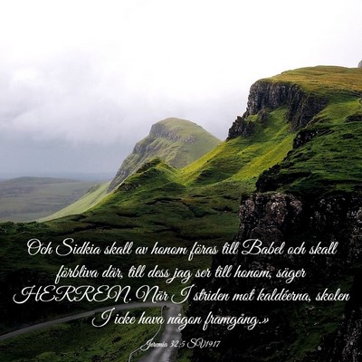 Picture 03 - Jeremia 32:5 SV1917 - Och Sidkia skall av honom föras till Babel och - Bible Verse Picture