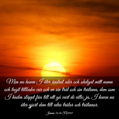 Picture 03 - Jeremia 34:16 SV1917 - Men nu haven I åter ändrat eder och ohelgat - Bible Verse Picture