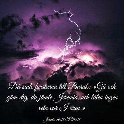 Picture 03 - Jeremia 36:19 SV1917 - Då sade furstarna till Baruk: »Gå och göm - Bible Verse Picture
