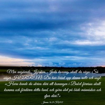 Picture 03 - Jeremia 36:29 SV1917 - Men angående Jojakim, Juda konung, skall du - Bible Verse Picture