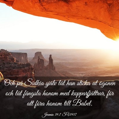 Picture 03 - Jeremia 39:7 SV1917 - Och på Sidkia själv lät han sticka ut ögonen - Bible Verse Picture