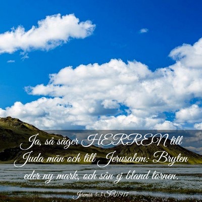 Picture 03 - Jeremia 4:3 SV1917 - Ja, så säger HERREN till Juda män och till - Bible Verse Picture
