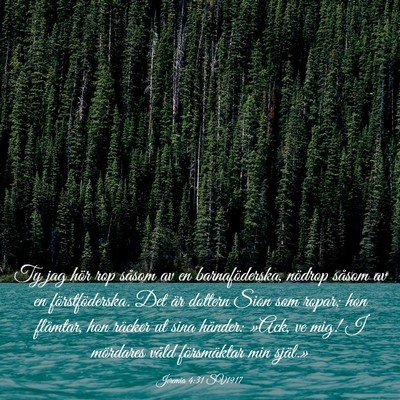 Picture 03 - Jeremia 4:31 SV1917 - Ty jag hör rop såsom av en barnaföderska, - Bible Verse Picture