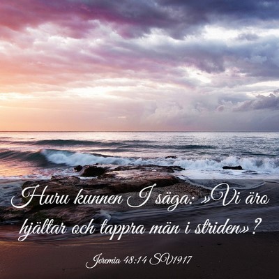 Picture 03 - Jeremia 48:14 SV1917 - Huru kunnen I säga: »Vi äro hjältar och - Bible Verse Picture