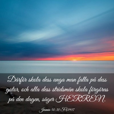 Picture 03 - Jeremia 50:30 SV1917 - Därför skola dess unga man falla på dess - Bible Verse Picture