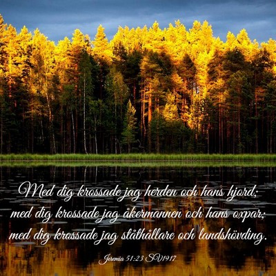Picture 03 - Jeremia 51:23 SV1917 - Med dig krossade jag herden och hans hjord; med - Bible Verse Picture