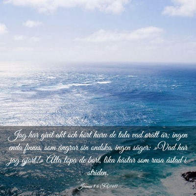 Picture 03 - Jeremia 8:6 SV1917 - Jag har givit akt och hört huru de tala vad - Bible Verse Picture