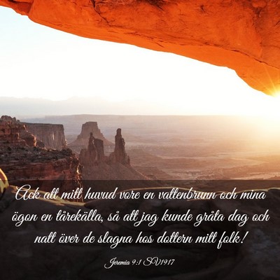 Picture 03 - Jeremia 9:1 SV1917 - Ack att mitt huvud vore en vattenbrunn och mina - Bible Verse Picture