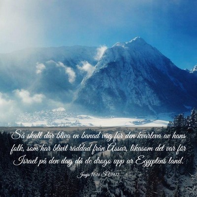 Picture 03 - Jesaja 11:16 SV1917 - Så skall där bliva en banad väg för den - Bible Verse Picture