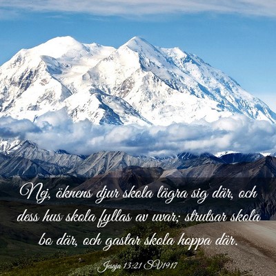 Picture 03 - Jesaja 13:21 SV1917 - Nej, öknens djur skola lägra sig där, och dess - Bible Verse Picture