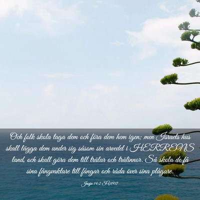 Picture 03 - Jesaja 14:2 SV1917 - Och folk skola taga dem och föra dem hem igen; - Bible Verse Picture