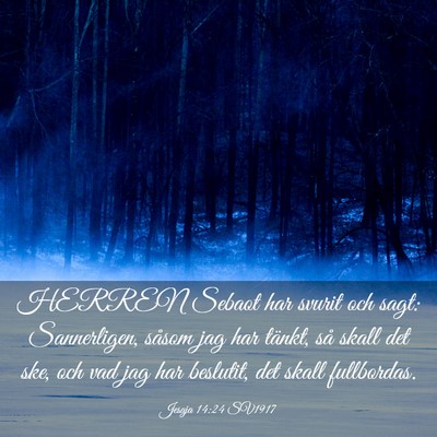 Picture 03 - Jesaja 14:24 SV1917 - HERREN Sebaot har svurit och sagt: Sannerligen, - Bible Verse Picture