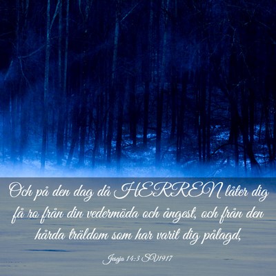 Picture 03 - Jesaja 14:3 SV1917 - Och på den dag då HERREN låter dig få ro - Bible Verse Picture