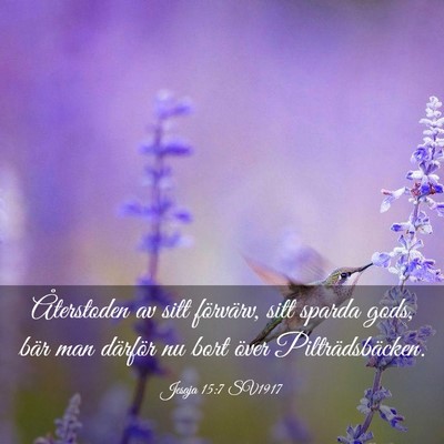 Picture 03 - Jesaja 15:7 SV1917 - Återstoden av sitt förvärv, sitt sparda gods, - Bible Verse Picture