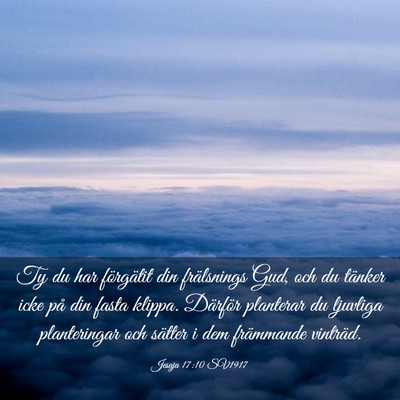 Picture 03 - Jesaja 17:10 SV1917 - Ty du har förgätit din frälsnings Gud, och du - Bible Verse Picture