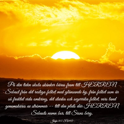 Picture 03 - Jesaja 18:7 SV1917 - På den tiden skola skänker bäras fram till - Bible Verse Picture