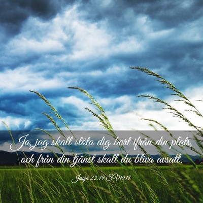 Picture 03 - Jesaja 22:19 SV1917 - Ja, jag skall stöta dig bort ifrån din plats, - Bible Verse Picture