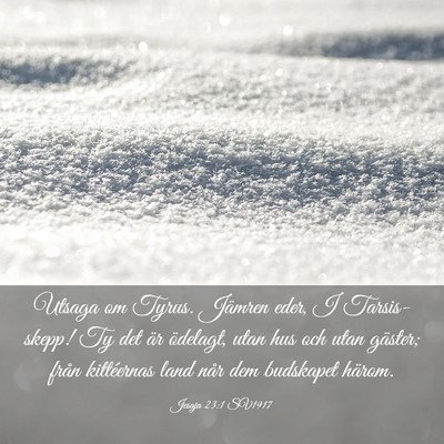 Picture 03 - Jesaja 23:1 SV1917 - Utsaga om Tyrus. Jämren eder, I Tarsis-skepp! Ty - Bible Verse Picture