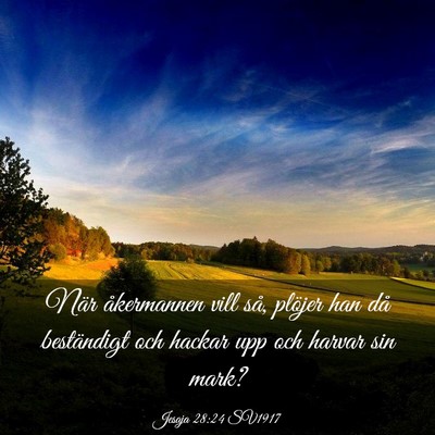 Picture 03 - Jesaja 28:24 SV1917 - När åkermannen vill så, plöjer han då - Bible Verse Picture