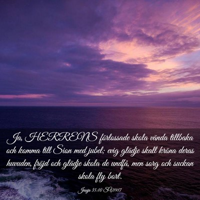 Picture 03 - Jesaja 35:10 SV1917 - Ja, HERRENS förlossade skola vända tillbaka och - Bible Verse Picture