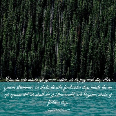 Picture 03 - Jesaja 43:2 SV1917 - Om du ock måste gå genom vatten, så är jag - Bible Verse Picture
