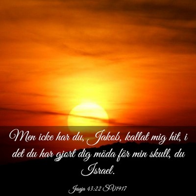 Picture 03 - Jesaja 43:22 SV1917 - Men icke har du, Jakob, kallat mig hit, i det du - Bible Verse Picture