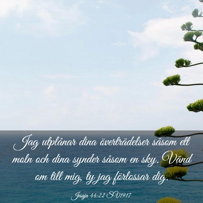 Picture 03 - Jesaja 44:22 SV1917 - Jag utplånar dina överträdelser såsom ett - Bible Verse Picture