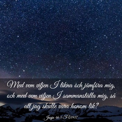 Picture 03 - Jesaja 46:5 SV1917 - Med vem viljen I likna och jämföra mig, och med - Bible Verse Picture