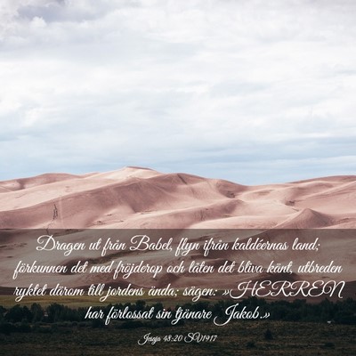 Picture 03 - Jesaja 48:20 SV1917 - Dragen ut från Babel, flyn ifrån kaldéernas - Bible Verse Picture