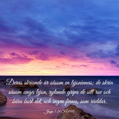 Picture 03 - Jesaja 5:29 SV1917 - Deras skriande är såsom en lejoninnas; de skria - Bible Verse Picture