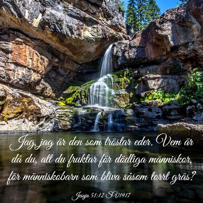 Picture 03 - Jesaja 51:12 SV1917 - Jag, jag är den som tröstar eder. Vem är då - Bible Verse Picture
