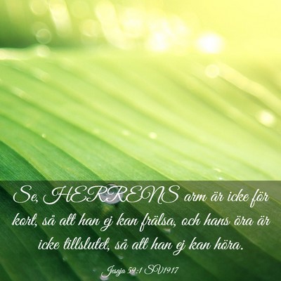 Picture 03 - Jesaja 59:1 SV1917 - Se, HERRENS arm är icke för kort, så att han - Bible Verse Picture