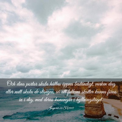 Picture 03 - Jesaja 60:11 SV1917 - Och dina portar skola hållas öppna beständigt, - Bible Verse Picture